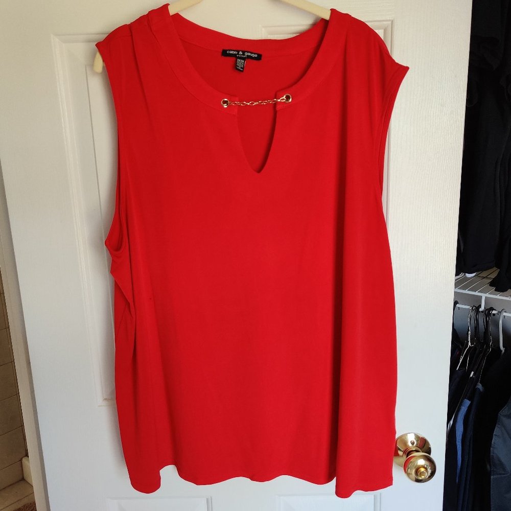 Red tank with gold chain detail